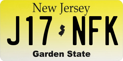 NJ license plate J17NFK