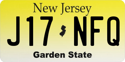 NJ license plate J17NFQ