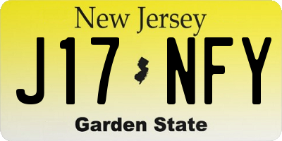 NJ license plate J17NFY