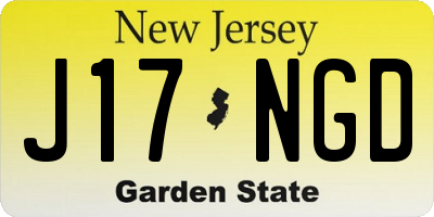 NJ license plate J17NGD