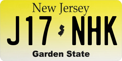 NJ license plate J17NHK