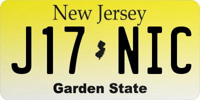 NJ license plate J17NIC