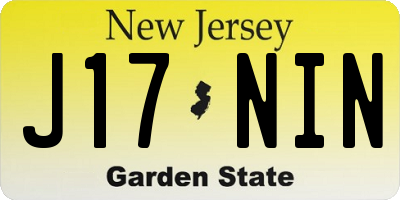 NJ license plate J17NIN