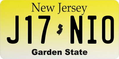 NJ license plate J17NIO