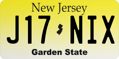 NJ license plate J17NIX