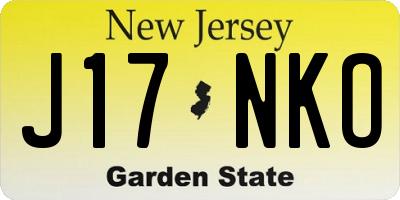 NJ license plate J17NKO