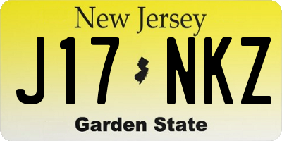 NJ license plate J17NKZ