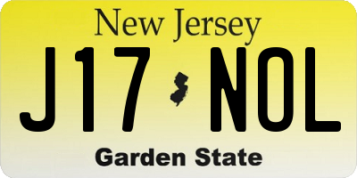 NJ license plate J17NOL