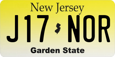 NJ license plate J17NOR