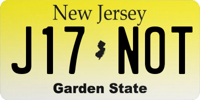 NJ license plate J17NOT