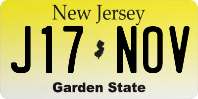 NJ license plate J17NOV