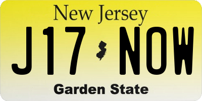 NJ license plate J17NOW