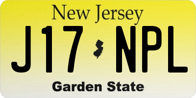 NJ license plate J17NPL