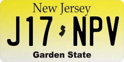 NJ license plate J17NPV