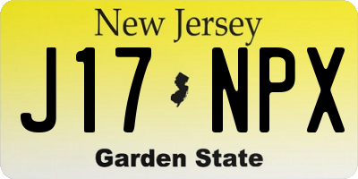 NJ license plate J17NPX