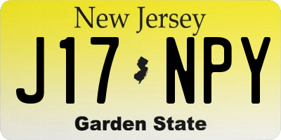 NJ license plate J17NPY