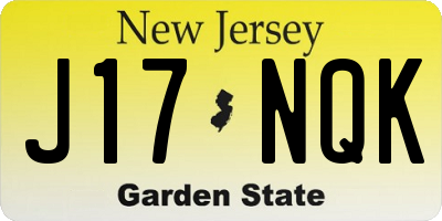 NJ license plate J17NQK