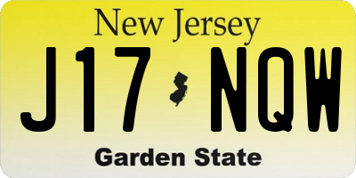 NJ license plate J17NQW