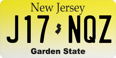 NJ license plate J17NQZ