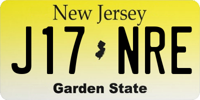 NJ license plate J17NRE