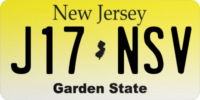 NJ license plate J17NSV
