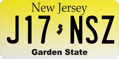 NJ license plate J17NSZ