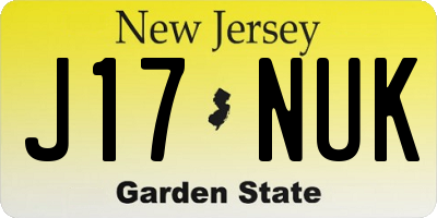 NJ license plate J17NUK