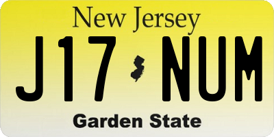 NJ license plate J17NUM