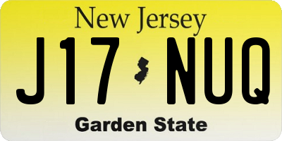 NJ license plate J17NUQ