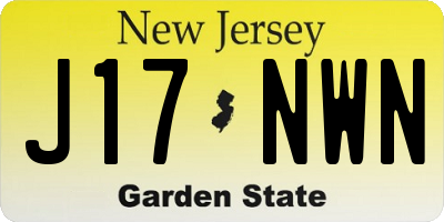 NJ license plate J17NWN