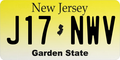 NJ license plate J17NWV