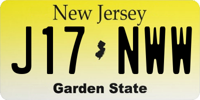 NJ license plate J17NWW