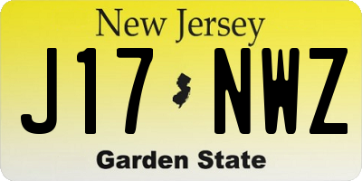 NJ license plate J17NWZ