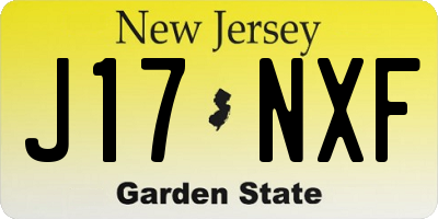 NJ license plate J17NXF