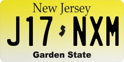 NJ license plate J17NXM