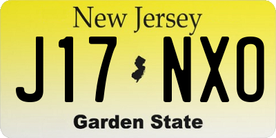 NJ license plate J17NXO