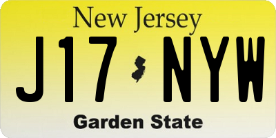 NJ license plate J17NYW
