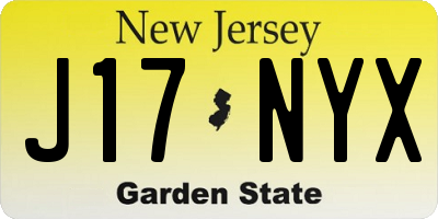 NJ license plate J17NYX
