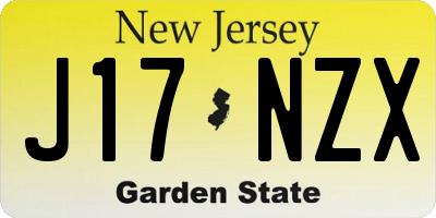 NJ license plate J17NZX