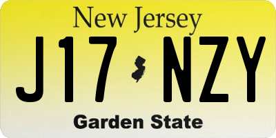 NJ license plate J17NZY
