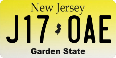 NJ license plate J17OAE