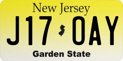 NJ license plate J17OAY