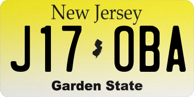 NJ license plate J17OBA