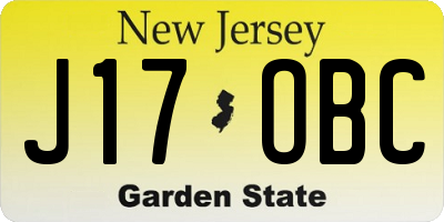 NJ license plate J17OBC