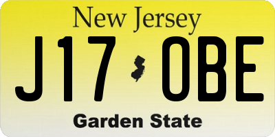NJ license plate J17OBE