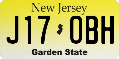 NJ license plate J17OBH
