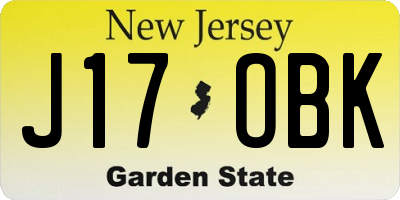 NJ license plate J17OBK