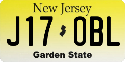 NJ license plate J17OBL