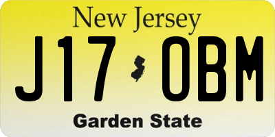 NJ license plate J17OBM