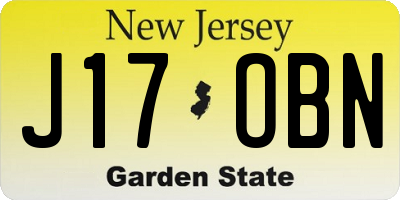 NJ license plate J17OBN